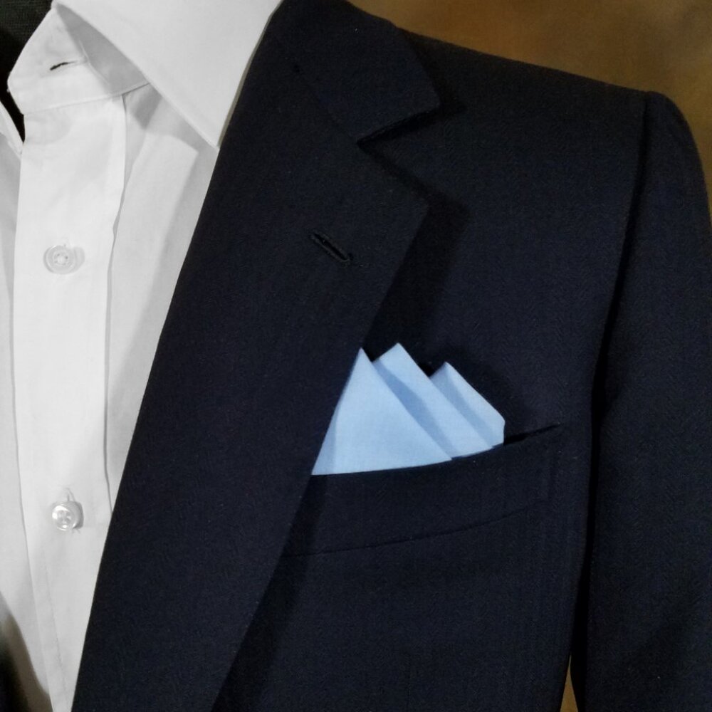 NEW Blue 100% Cotton Pre-Folded Pocket Square Handkerchief Insert